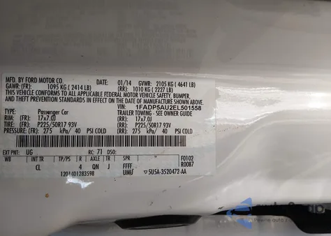 2014 Ford C-Max Hybrid Se из США, поврежденный, VIN 1FADP5AU2EL501558